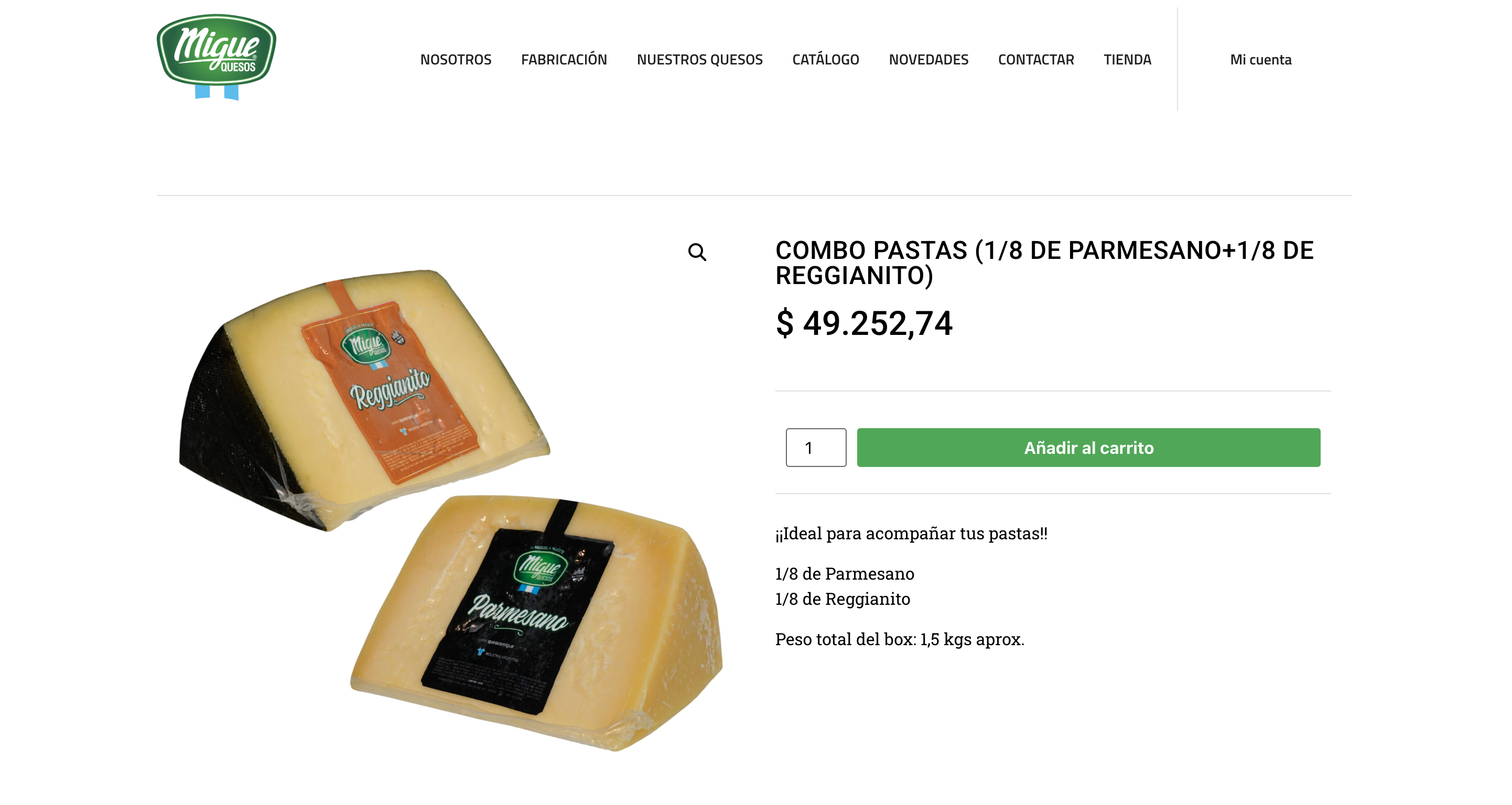 Boxes de productos de Quesos Migue