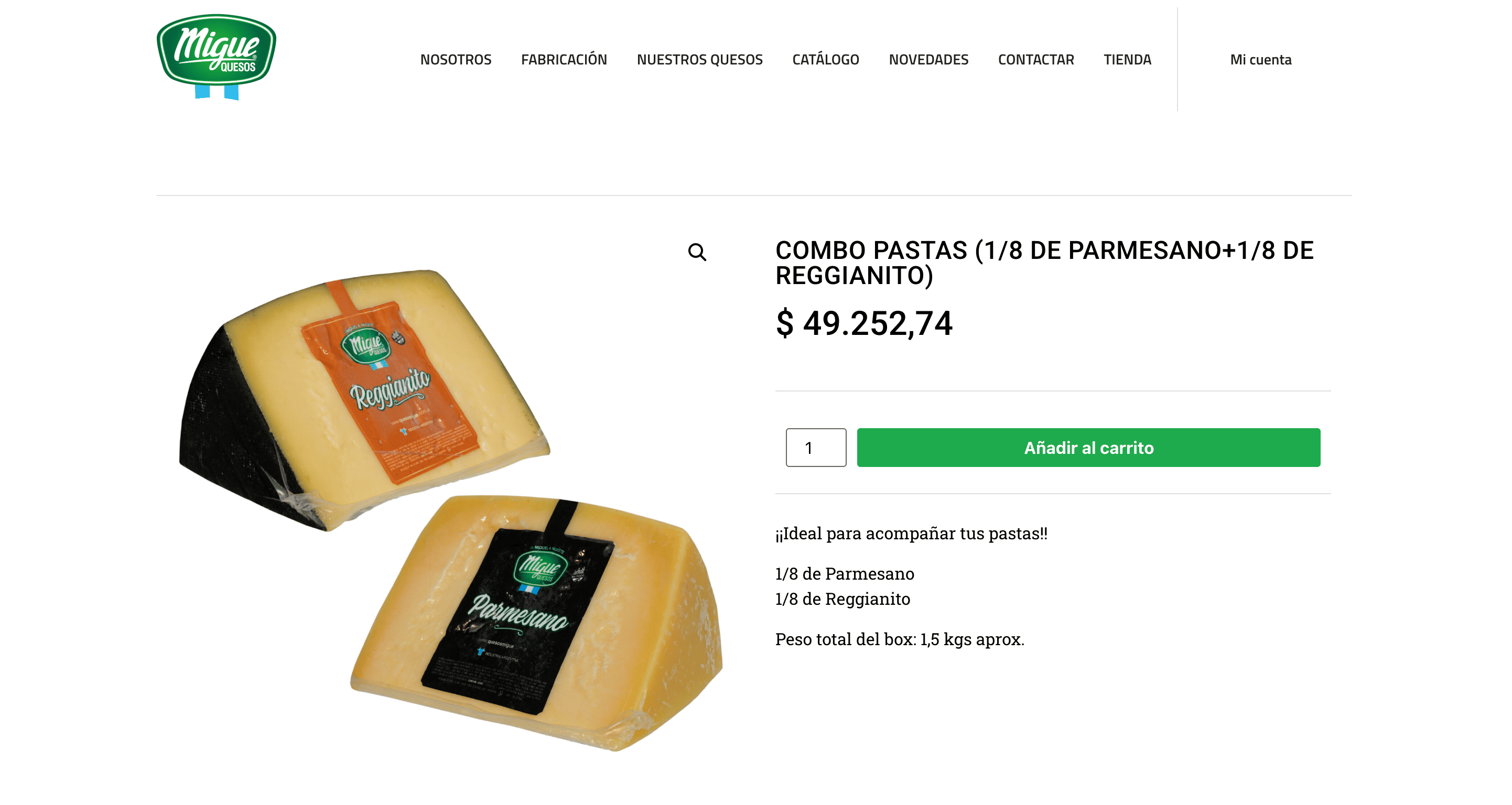Boxes de productos de Quesos Migue