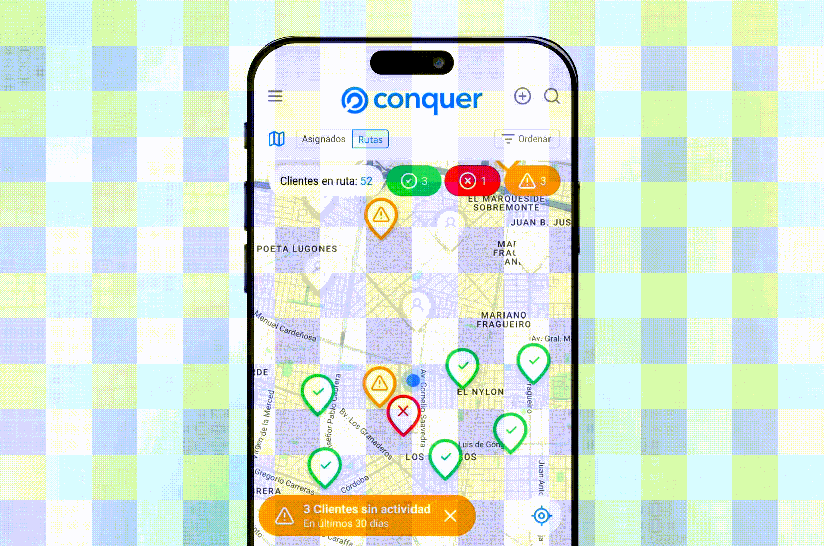 Mapa de clientes en tiempo real